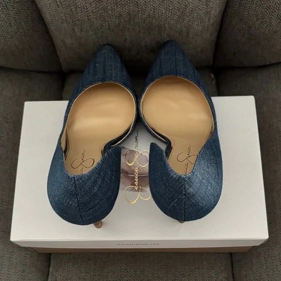 Jessica Simpson Denim Pointed-Toe Heels | Classic Pumps - Picture 5 of 5